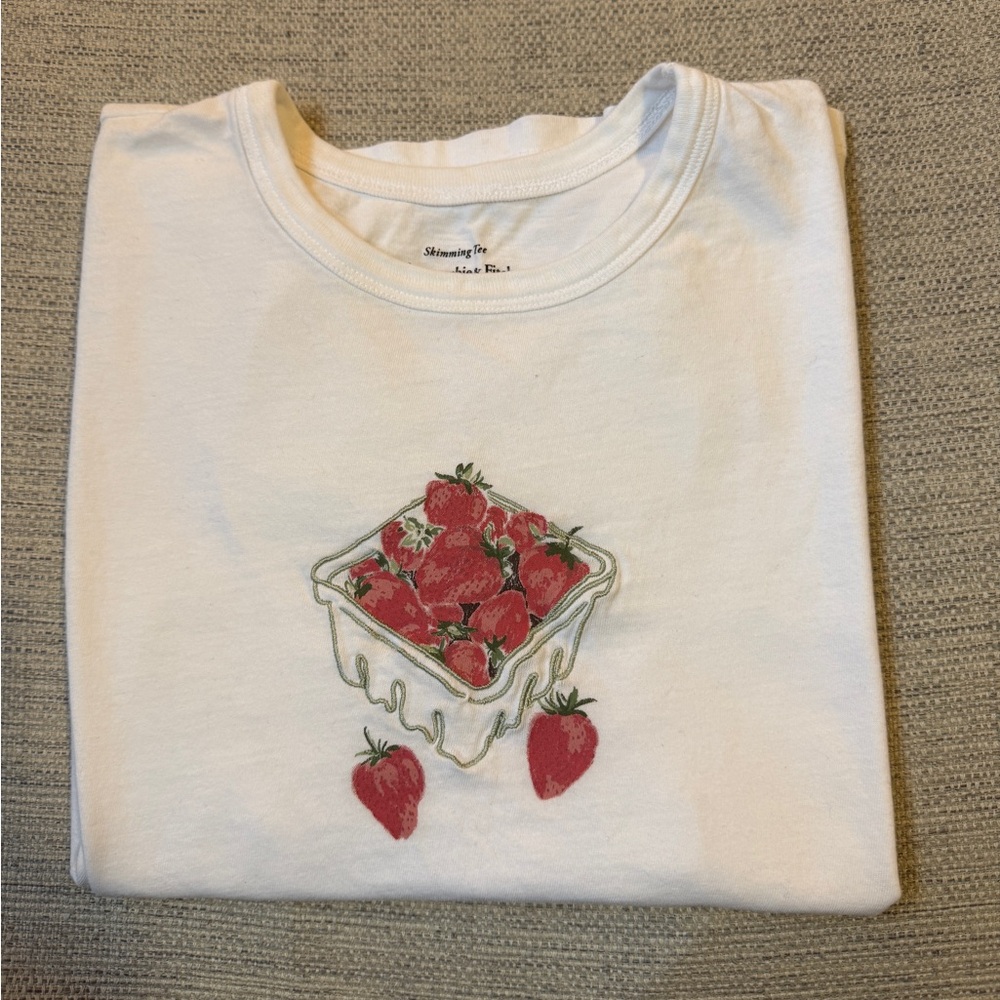 A&F Short-Sleeve Strawberry Graphic Skimming Tee